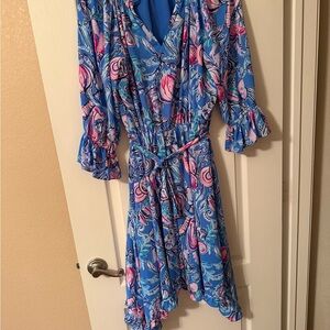 Lilly Pulitzer Blue and Pink Paisley Dress XL